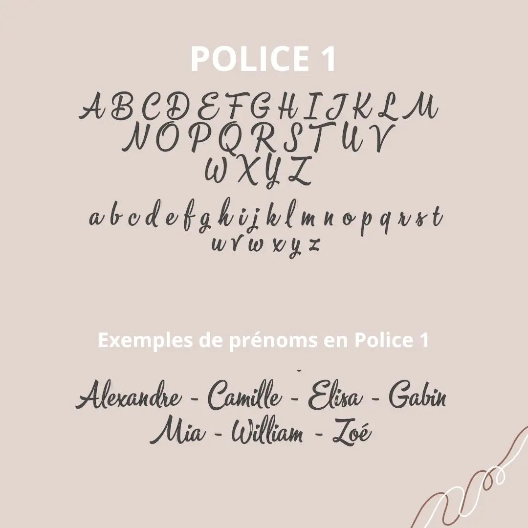 Styles d’écriture pour prénom bébé sur cadeau naissance personnalisé pour la décoration de la chambre d'enfant.