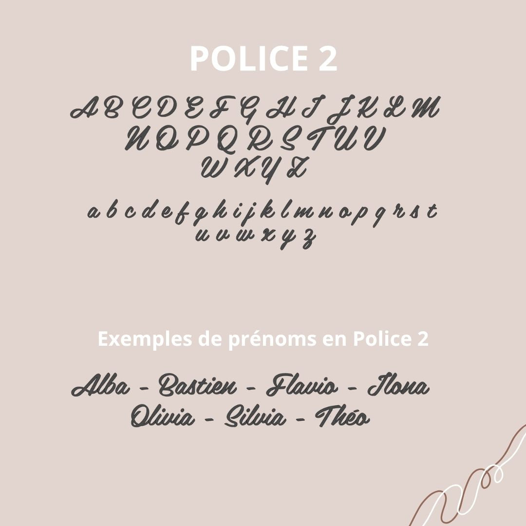 Choix des polices pour la personnalisation du prénom bébé sur cadre style fleurs séchées décoration fait main douce et naturelle