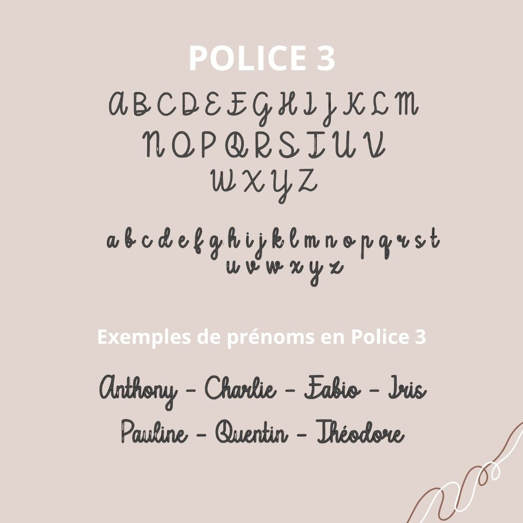 Exemple de police d’écriture pour nuage prénom bébé, personnalisation décoration murale chambre nouveau-né.