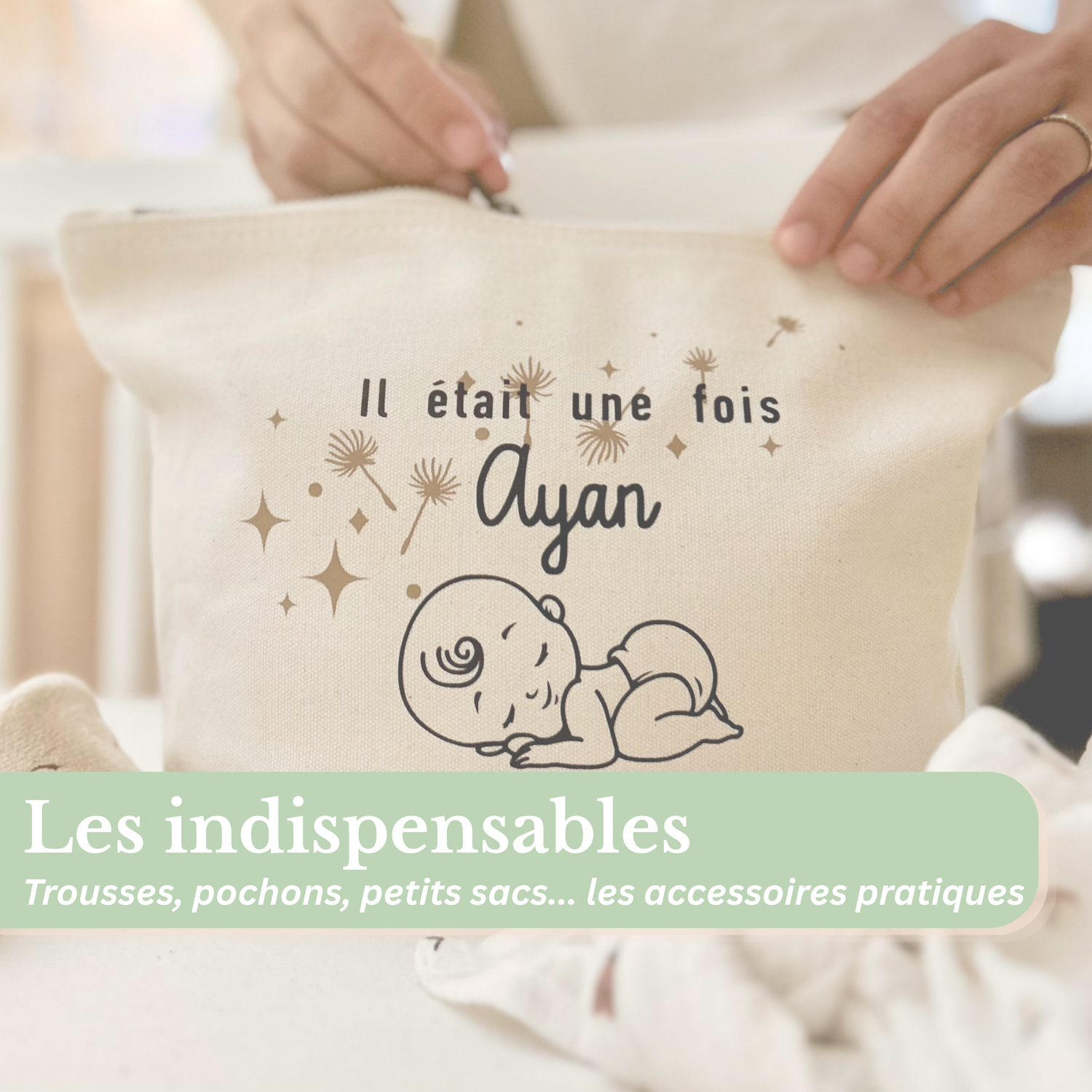 Petit sac bébé personnalisé au prénom, accessoire pour la crèche