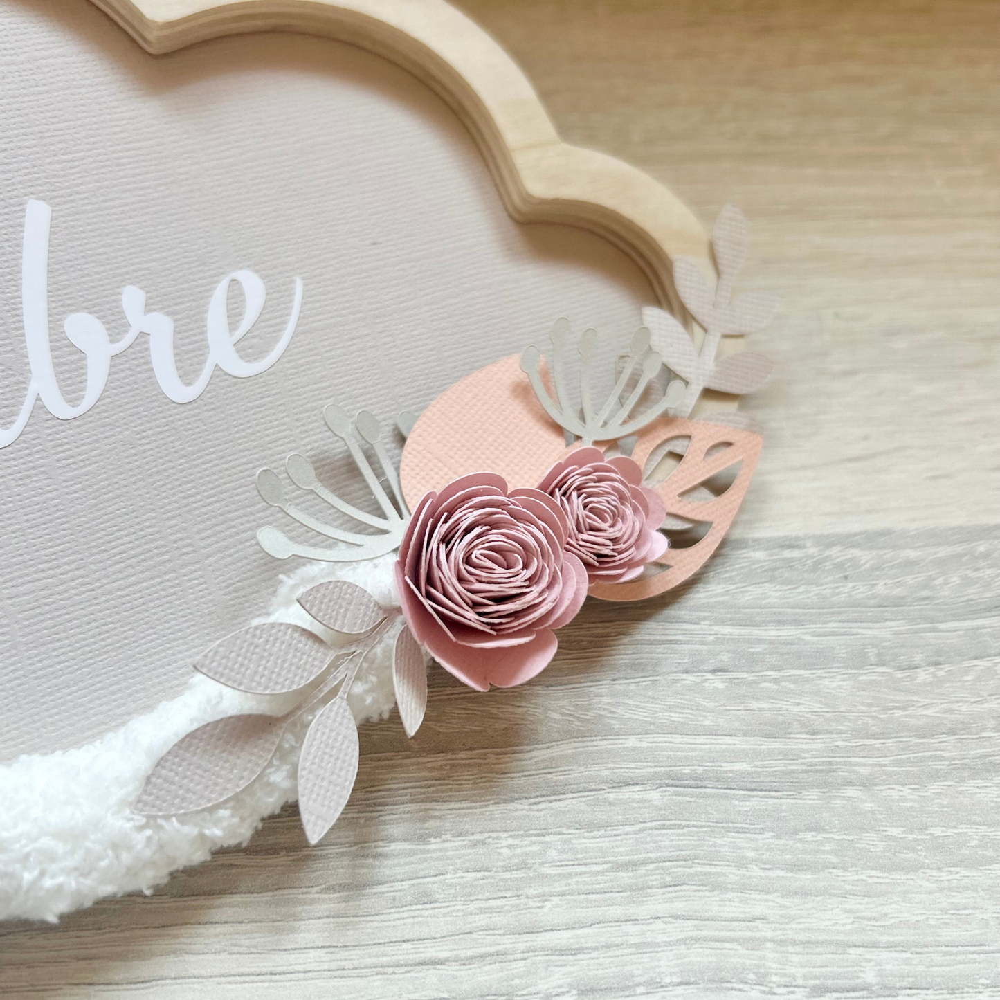 Nuage Ecru Fleurs Rose-Abricot