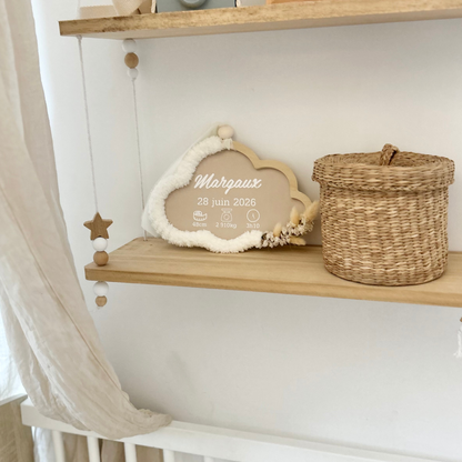 Nuage Date de Naissance - Ecru Fleurs Séchées