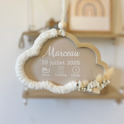 Nuage Date de Naissance - Ecru Fleurs Séchées