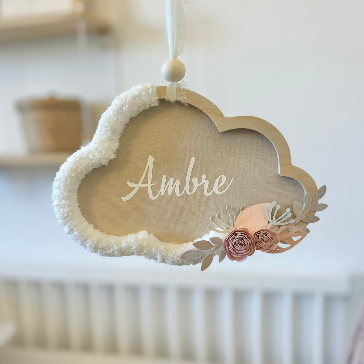 Nuage Ecru Fleurs Rose-Abricot