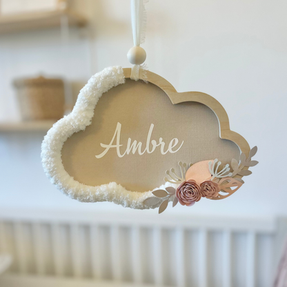 Nuage Ecru Fleurs Rose-Abricot