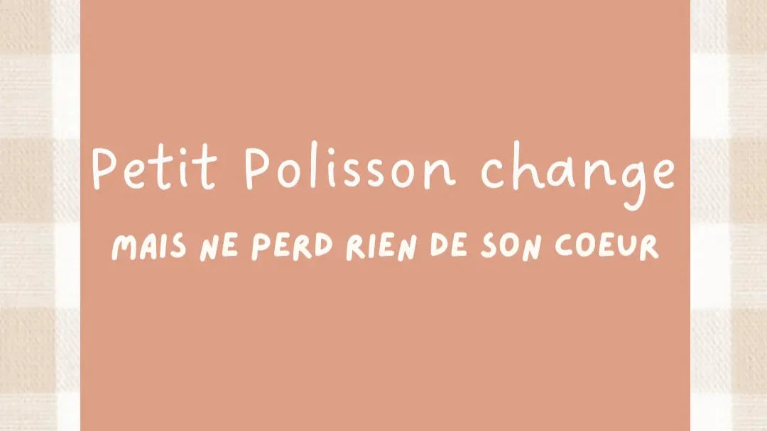 annonce de la nouvelle collection Petit Polisson avec matières naturelles et objets cadeau personnalisables pour bébé et maman.