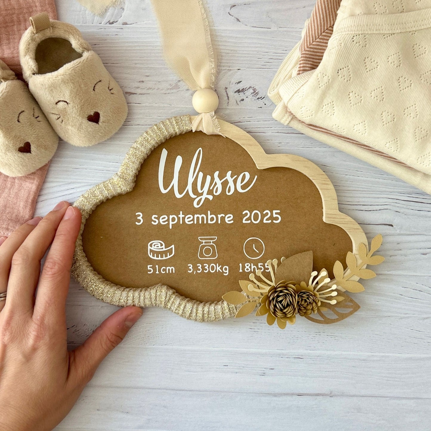 Nuage Information Naissance - Beige Doré