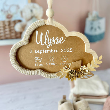 Nuage Information Naissance - Beige Doré
