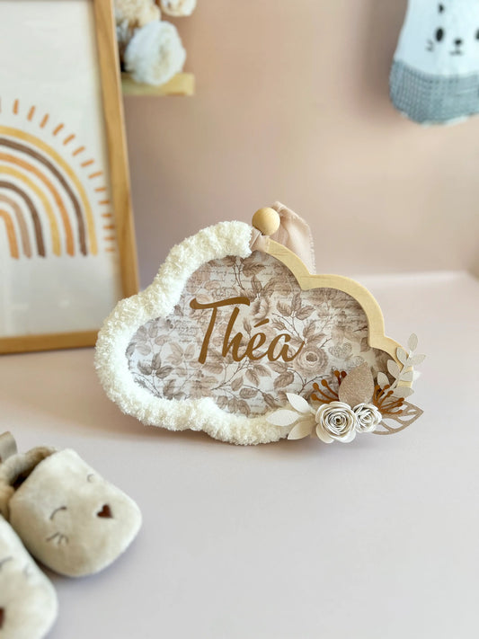 Nuage Rose Vintage Personnalisé - Prénom Bébé à Accrocher