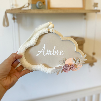 Nuage Ecru Fleurs Rose-Abricot