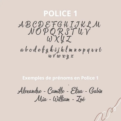 Styles d’écriture pour prénom bébé sur  cadeau naissance personnalisé pour la décoration de la chambre d'enfant.