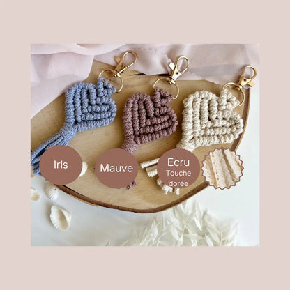 Porte-clés coeur en macramé