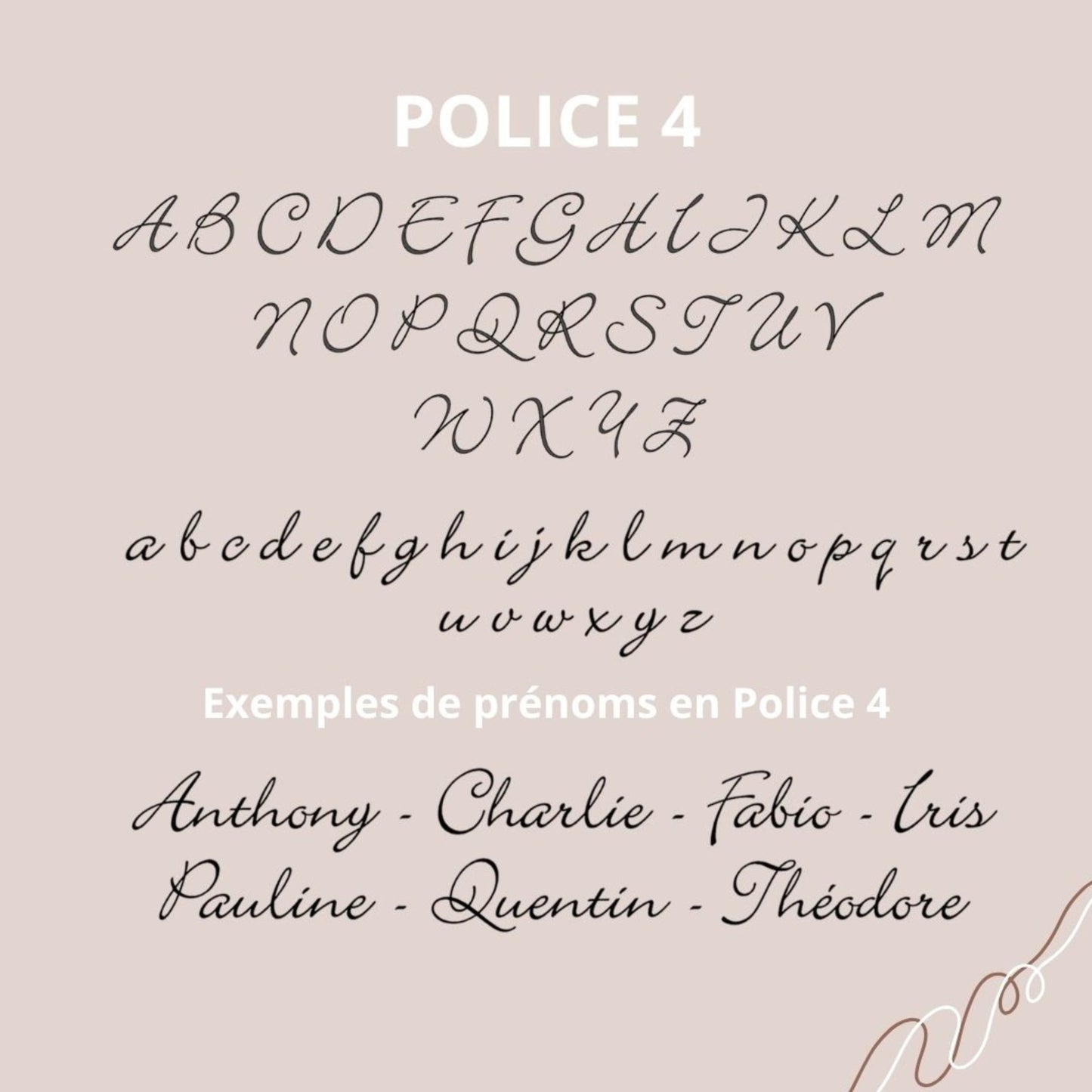 Aperçu de la quatrième variante de police d'écriture pour la personnalisation du prénom sur les créations Petit Polisson.