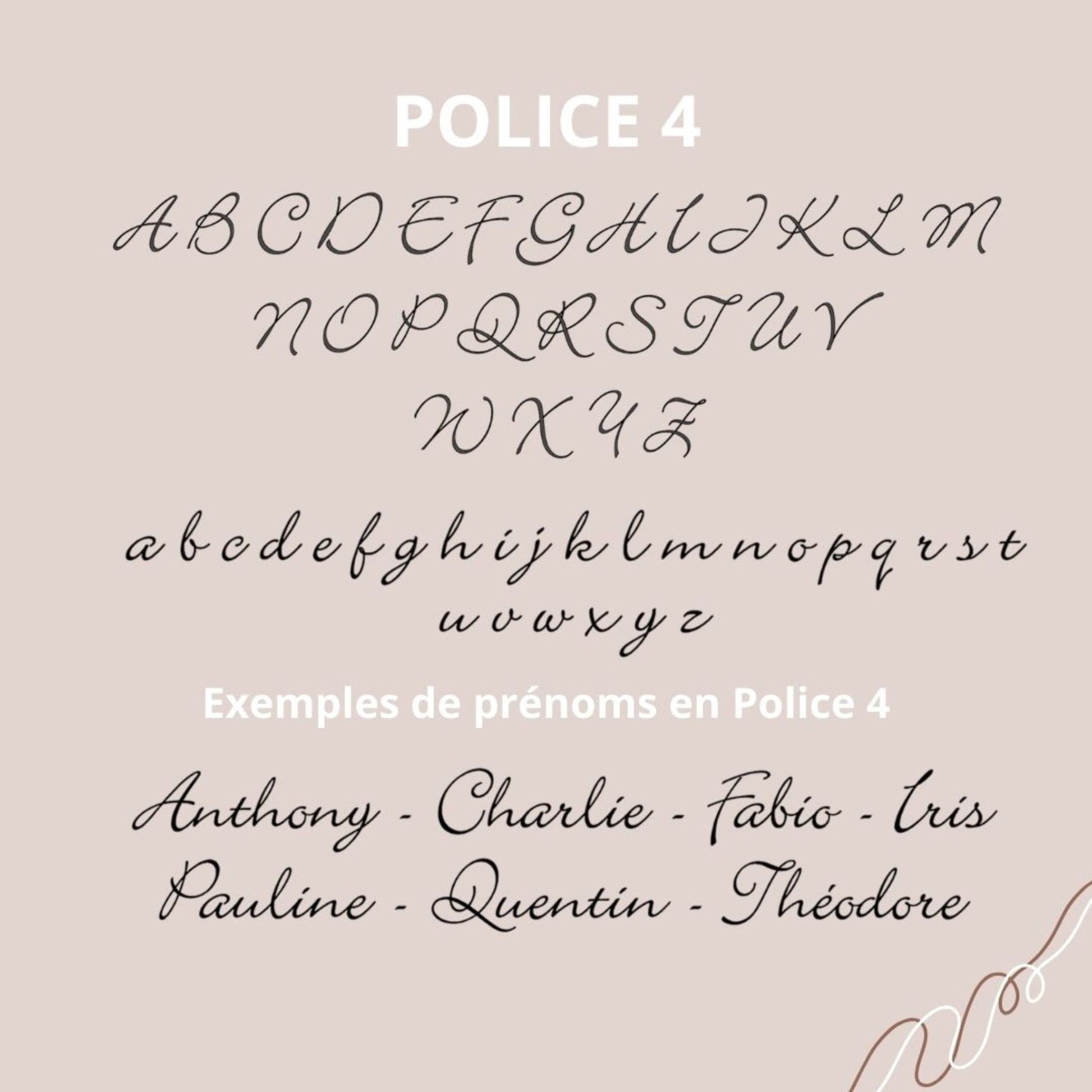 Aperçu de la quatrième variante de police d'écriture pour la personnalisation du prénom sur les créations Petit Polisson.